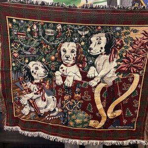 Crown Crafts Holiday Dog Throw Blanket - Red and Green